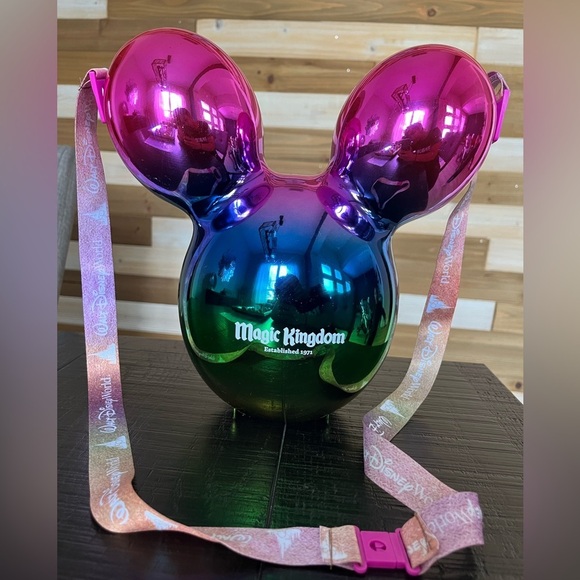 Magic Kingdom Metallic Rainbow Mickey Balloon Popcorn Bucket w/Strap Disney Park - Picture 1 of 5